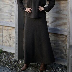 Henriette Steffensen Fleece Long Flared Skirt Chokolate L